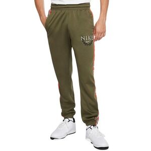 Nike Dri-FIT Olive Green Orange Trim Embroidered Logo Track Pants Men's L